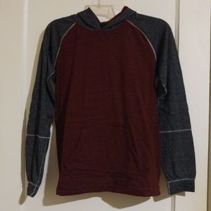Broken Threads burgundy and gray heathered hoodie size boys large